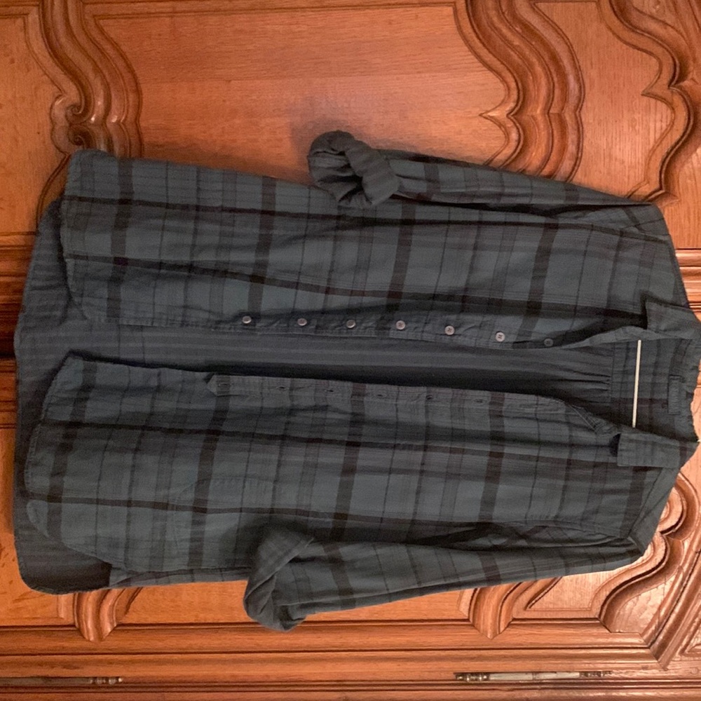 CP shades dark green and navy plaid tunic